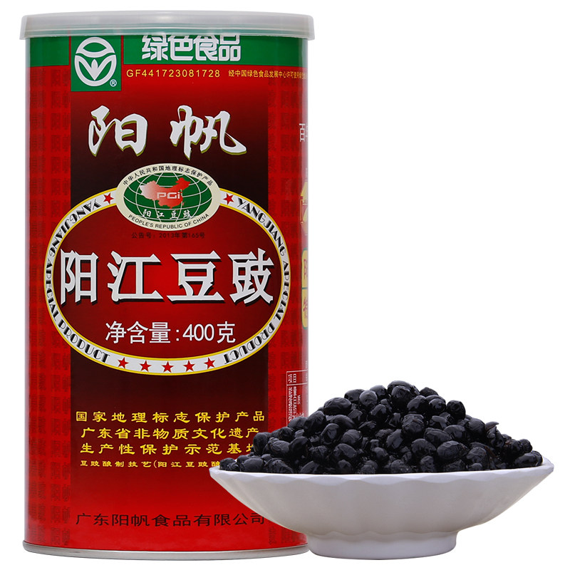 阳帆牌阳江豆豉绿色食品400g铝罐