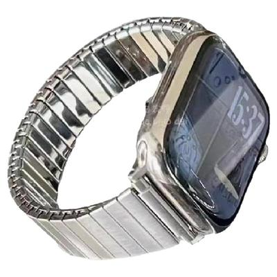 不锈钢竹节弹力金属银静静的表带