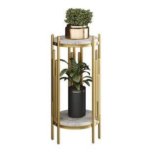 意式北欧风大理石纹简约轻奢室内阳台客厅落地式多层花架置物摆台