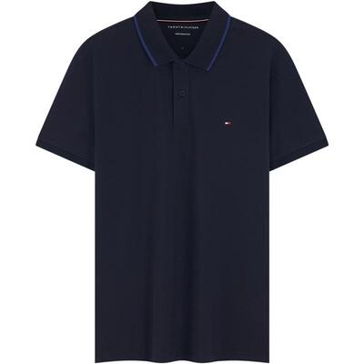 Tommy男装珠地网眼镶边短袖POLO