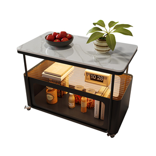 客厅沙发边几可移动茶几小推车简约现代创意卧室岩板艺术边几角几