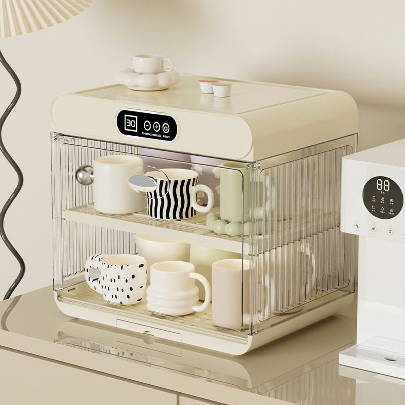 杯子收纳置物架家用桌面水杯消毒柜杀菌沥水收纳盒茶杯防尘马克杯