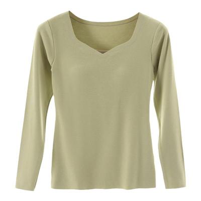 德绒无痕带胸垫保暖打底上衣修身