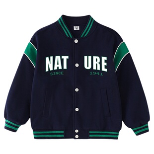 JEEP吉普儿童美式男童加绒棒球服2025冬季款撞色外套百搭休闲夹克