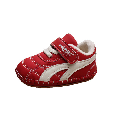 婴儿棉鞋男女宝红色皮鞋学步鞋冬