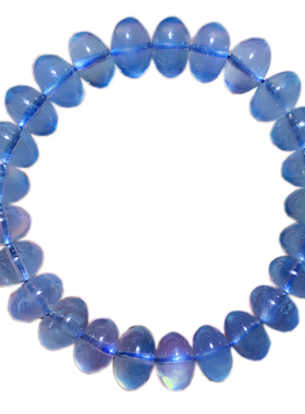 天然巴西冰种海蓝宝盘珠随形手链