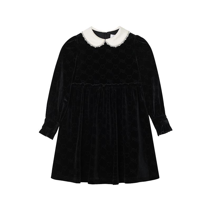 拜年服连衣裙精致丝绒女童秋冬