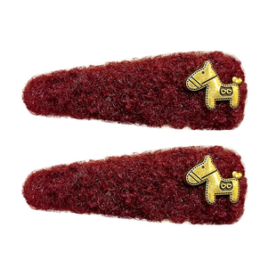 2026马年本命年头饰金标小马毛绒发夹边夹侧边刘海夹碎发发卡bb夹