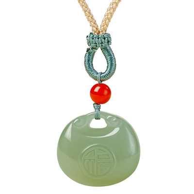 宫里上新天然和田玉玉福锁项链