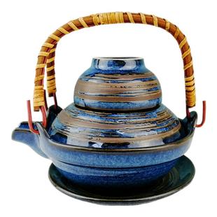 创意海鲜汤壶陶瓷松茸茶汤壶土瓶蒸复古提梁壶日韩料理餐厅餐具