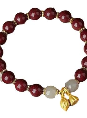 朱砂手串正品2024新款本命年手链女款和田玉转运珠送女神首饰礼物