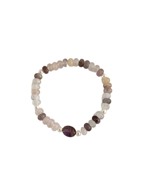 KISOL温柔紫水晶珍珠拼接手链女~