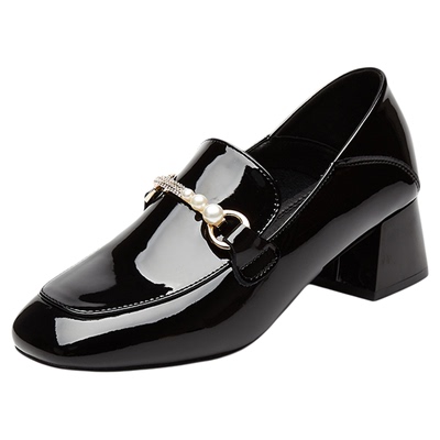 达芙妮官网女鞋粗跟浅口单鞋