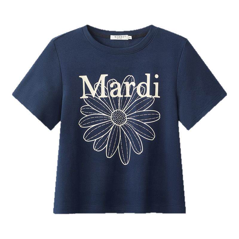 MARDI官方正品大雏菊印花短袖T恤修身显瘦圆领正肩2025夏季上衣女