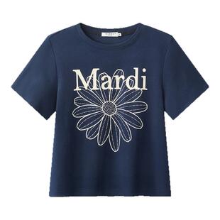 MARDI官方正品大雏菊时尚短袖T恤修身显瘦圆领正肩夏季上衣女