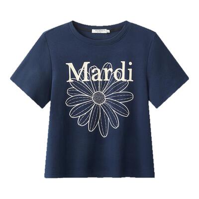 MARDI官方正品大雏菊时尚短袖T恤修身显瘦圆领正肩夏季上衣女