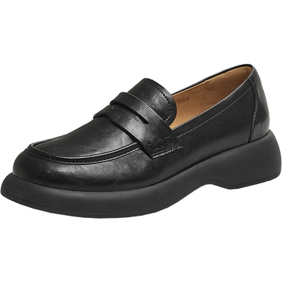 天美意春新款商场同款纯色百搭学院风简约女乐福鞋CFT01CA5