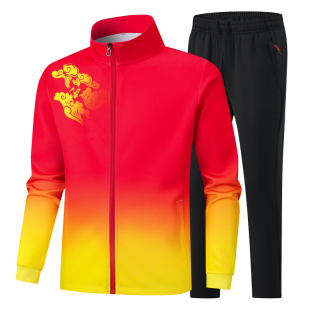 中国队长袖运动服男女团体比赛服出场服教练训练服速干跑步服套装