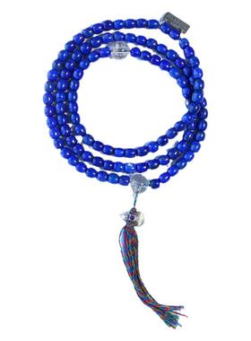 药师佛心咒青金石108蓝色老型珠