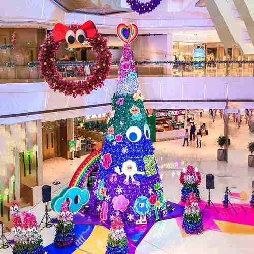 商场加密圣诞节装饰品 网红大型金色圣诞树 大型圣诞树场景布置