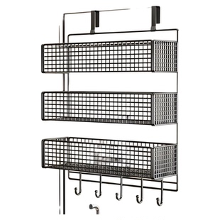 淋浴间玻璃门后收纳架浴室壁挂式浴巾毛巾挂钩卫生间免打孔置物架