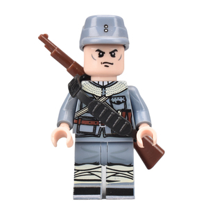 军事系列拼装积木小人偶八路军德美英法碉堡场景武器哨所瞭望塔男