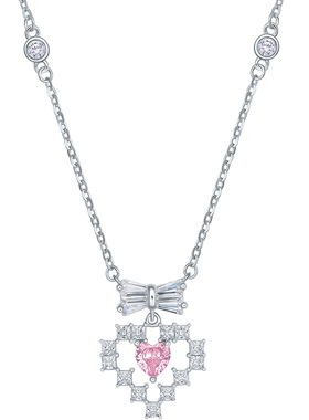 周六福S925银项链心动铃爱心链坠潮流质感送女友圣诞礼物