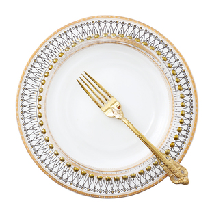 欧式陶瓷餐具网红过年金边套装牛排盘西餐盘家用盘子样板房摆盘