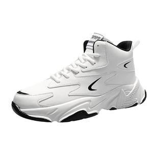 高帮男鞋2026新款冬季初中学生冬季透气运动休闲增高小白老爹潮鞋