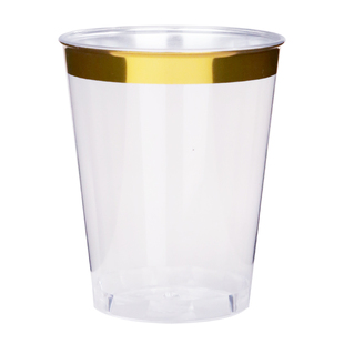 一次性杯子透明硬塑料杯加厚航空杯家用茶水杯太空杯带杯架耐高温