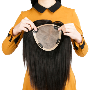 美禾 加大加厚头顶发片真人发丝假发女 隐形自然补发遮白发假发片