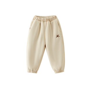 米乐熊男童裤子秋冬夹棉保暖长裤儿童童装加厚束脚休闲裤宝宝棉裤