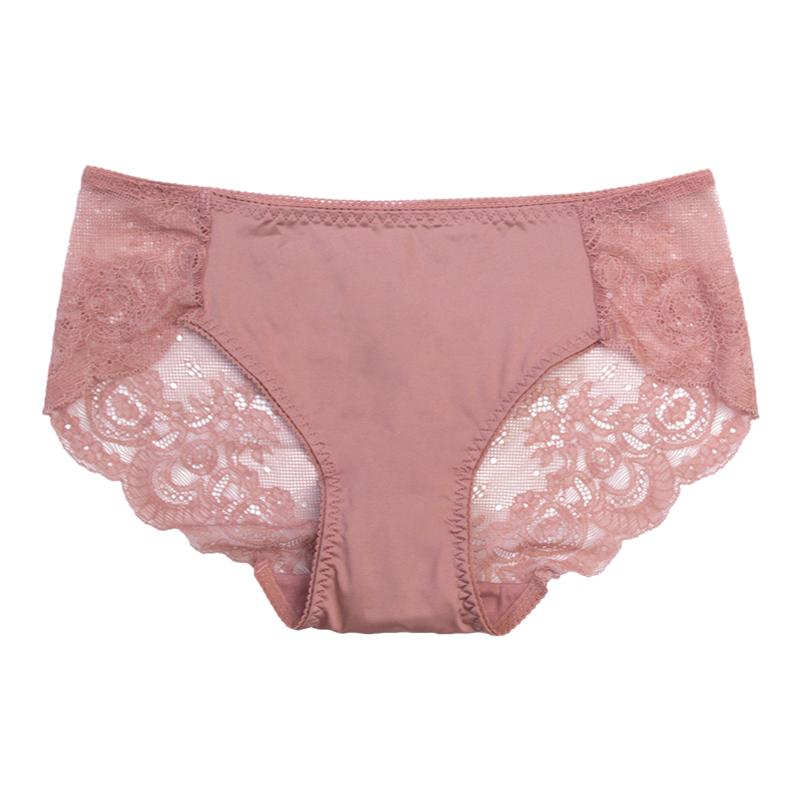 D88|MsKKay内裤女中腰提臀三角裤舒适透气性感蕾丝打底裤|水蜜桃