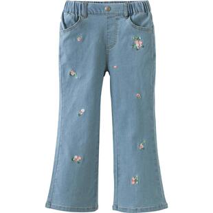 戴维贝拉女童牛仔裤儿童复古喇叭裤子女春季新款女孩大童长裤童装