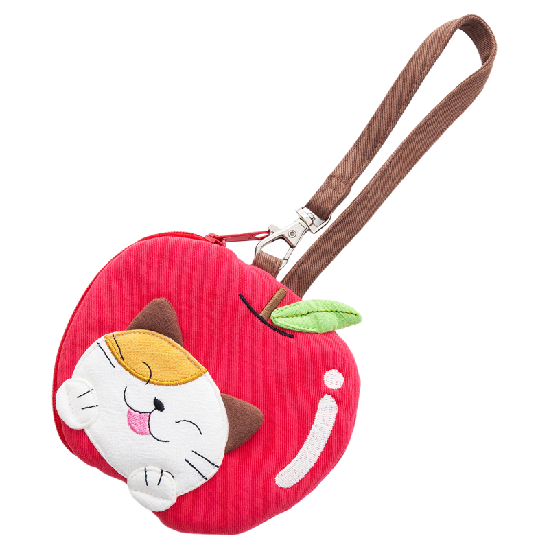 苹果猫咪纯棉零钱钥匙包卡包女款