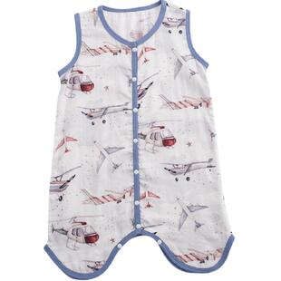 安旦夏季竹棉纱布宝宝睡袋 空调房无袖背心薄款婴儿分腿睡袋ins风