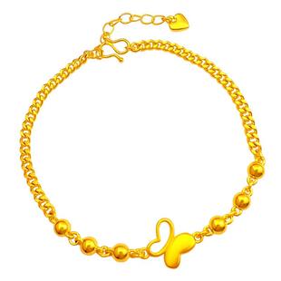 右米 镀黄金越南沙金高级感个性气质时尚简约蝴蝶手链女古巴链