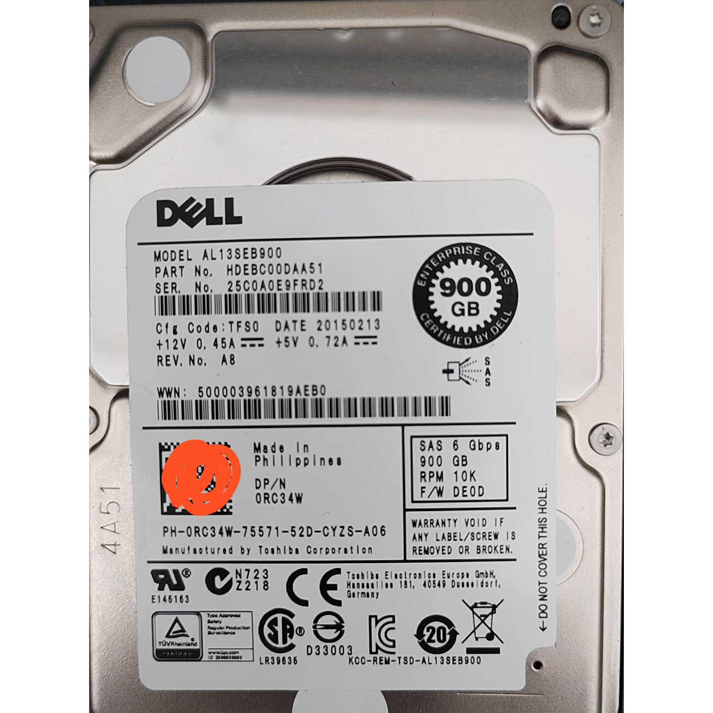 议价Dell服务器900G硬盘0RC34W维修