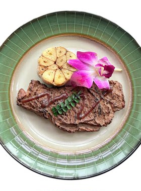 东南亚复古陶瓷草帽盘子ins高颜值菜盘意面点心盘餐厅酒店商用盘
