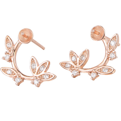 diy纯银配件日韩风18k金珍珠耳环