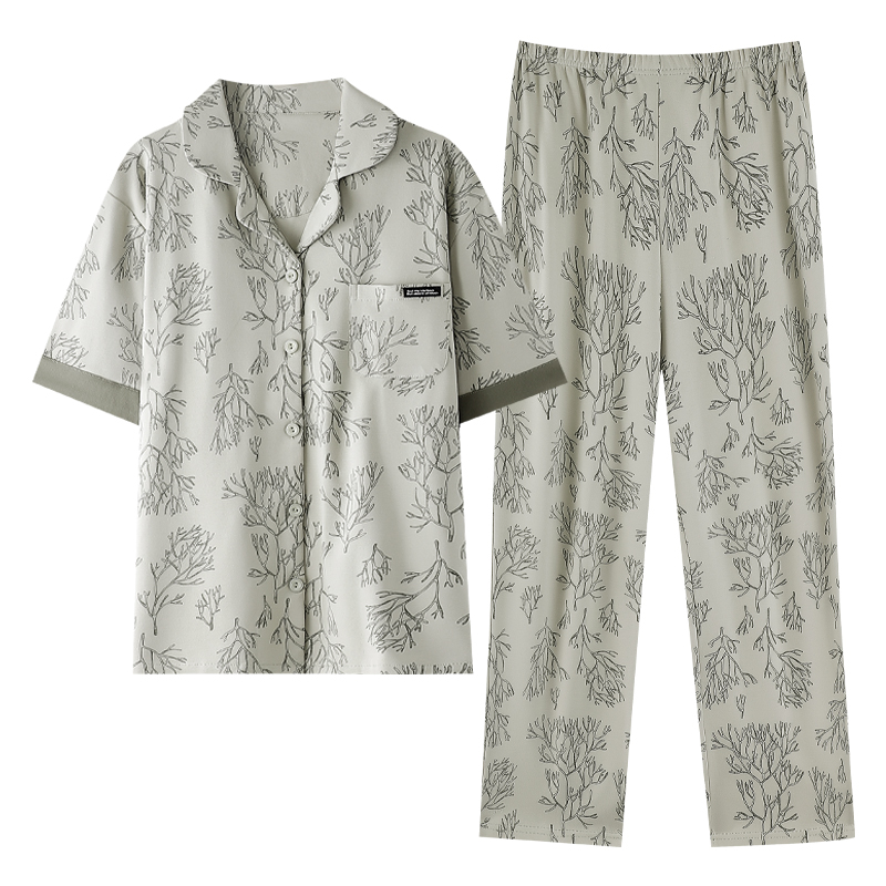 睡衣女款2025新款夏季纯棉短袖长裤女士夏款轻巧居家居服套装夏天