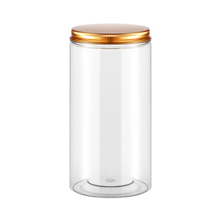 【带标签铝金盖】pet饼干罐食品级塑料瓶子透明密封罐零食包装瓶