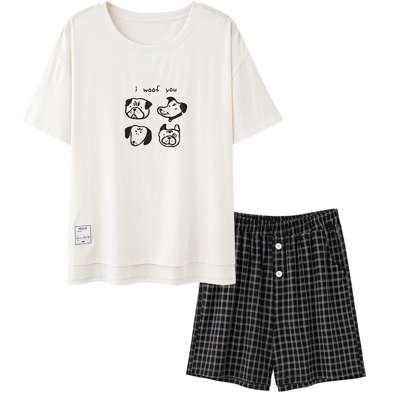 SLEEPTIGHT情侣睡衣女夏白色套头