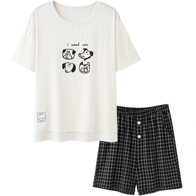 SLEEPTIGHT情侣睡衣女夏白色套头