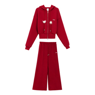 TurnSignal时尚开衫卫衣外套长裤套装女冬加绒加厚休闲运动两件套