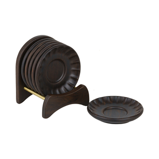 榜盛黑檀木杯垫家用功夫茶具配件茶托底座隔热垫子实木防滑茶杯垫