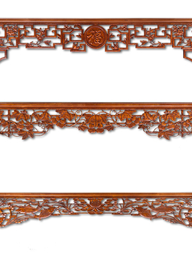 中式装修电视背景墙门楣东阳木雕