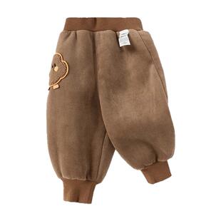 巴拉巴拉宝宝裤子男童长裤百搭新款女童加绒香蕉裤冬婴儿仿羊羔毛