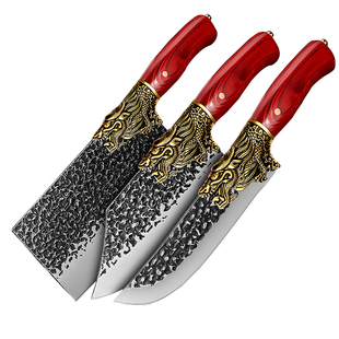 龙泉手工锻打菜刀家用斩切两用刀厨师专用切片刀锋利砍骨刀具厨房