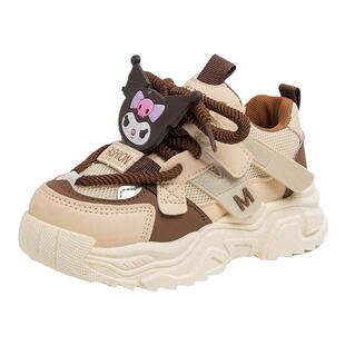 库洛米女童鞋子春秋2026新款儿童运动鞋公主女孩软底老爹鞋中大童